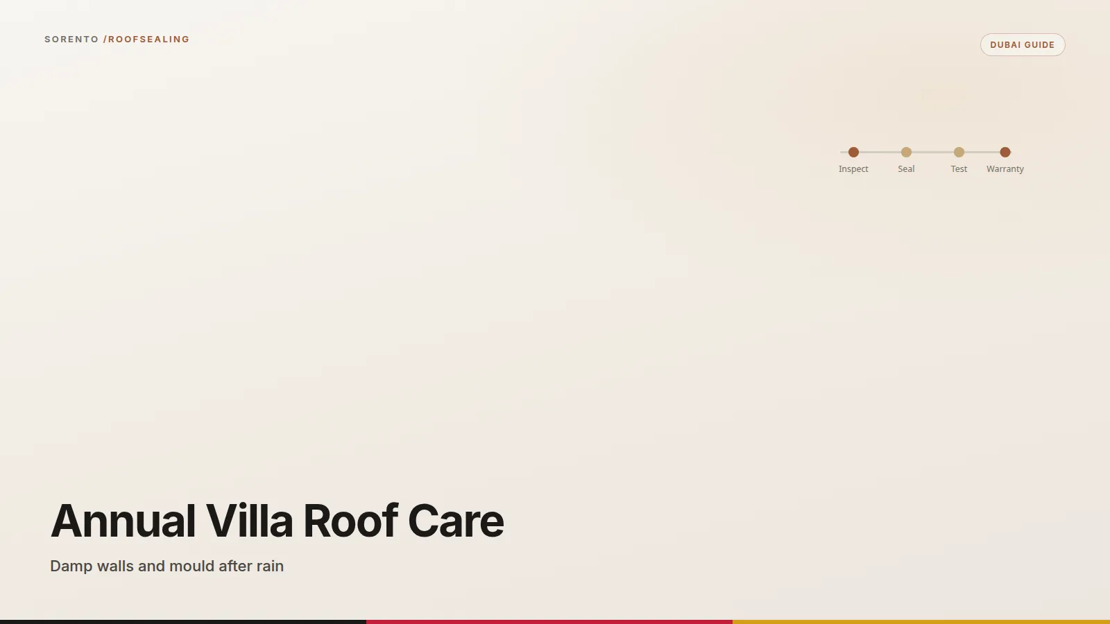 Annual villa roof maintenance with damp walls and mould after rain